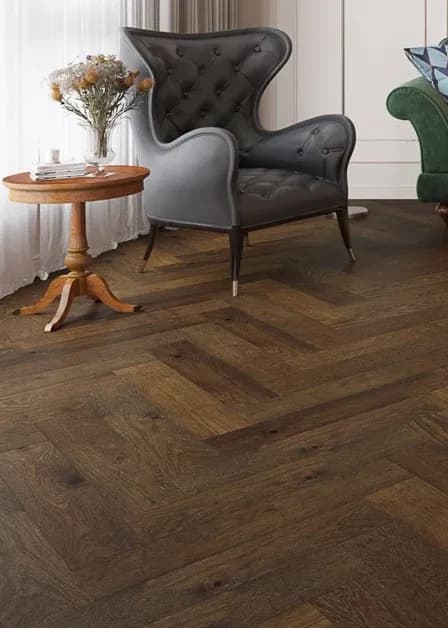 Herringbone timber flooring pattern