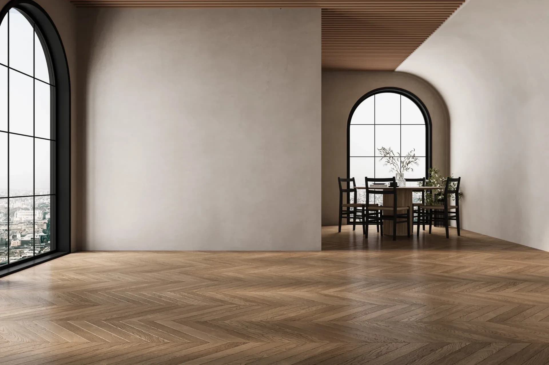 Luxury chevron flooring in a Melbourne home